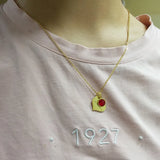 Heart Pendant Birth Stone Necklace 18K Plated Stainless Steel Women Jewelry