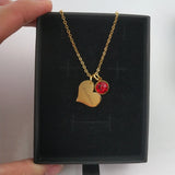 Heart Pendant Birth Stone Necklace 18K Plated Stainless Steel Women Jewelry