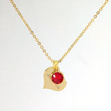 Heart Pendant Birth Stone Necklace 18K Plated Stainless Steel Women Jewelry
