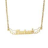 Personalized Name Necklace with Wings & Note Stainless Steel Choker