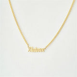 Women Stainless Steel Name Necklaces Cuban Chain Personalized Pendant