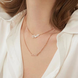 Women Stainless Steel Name Necklaces Cuban Chain Personalized Pendant