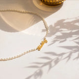 Personalized Name Letters Pearl Chain Necklace for Women Girls