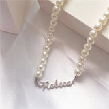 Name Letters Pearl Necklace Personalized Choker Necklaces