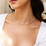 Custom Name Pearl Necklace Stainless Steel Choker