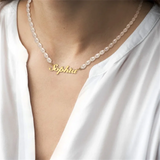 Personalized Name Letters Pearl Necklace for Women