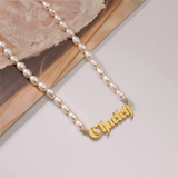 Personalized Name Letters Pearl Necklace for Women