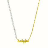 Name Letters Pearl Necklace Beaded Chain Stainless Steel Jewelry