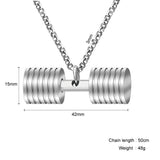 Boy Two-Color Dumbbell Necklace Stainless Steel Clavicle Chain Pendant