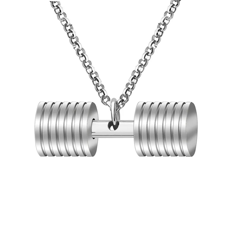 Boy Two-Color Dumbbell Necklace Stainless Steel Clavicle Chain Pendant
