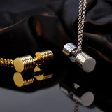 Boy Two-Color Dumbbell Necklace Stainless Steel Clavicle Chain Pendant