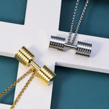 Boy Two-Color Dumbbell Necklace Stainless Steel Clavicle Chain Pendant