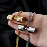 Boy Two-Color Dumbbell Necklace Stainless Steel Clavicle Chain Pendant