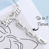 MOM Heart Necklace Footprint Pendant Engraved Nameplate Stainless Steel