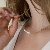 Mens Stainless Steel Necklace Personalized Letter Pendant Cuban Chain Necklace