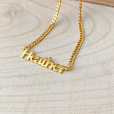 Mens Stainless Steel Necklace Personalized Letter Pendant Cuban Chain Necklace