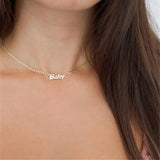 Mens Stainless Steel Necklace Personalized Letter Pendant Cuban Chain Necklace