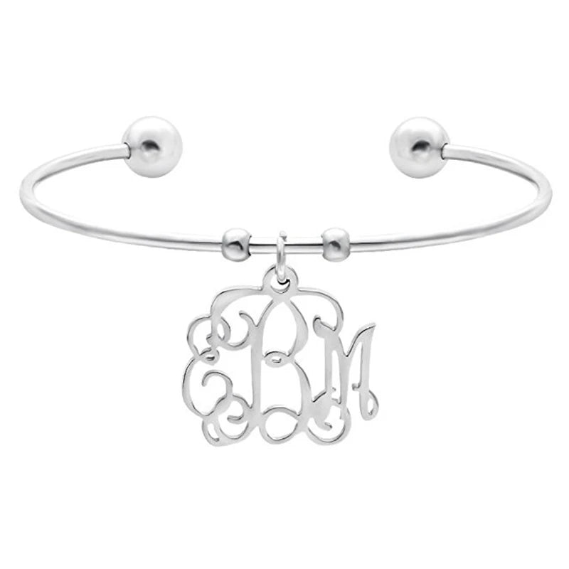 Monogram Letters Bangle Bracelet Stainless Steel Jewelry Women