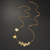 Butterfly Line Chain Name Necklace Romantic Pendant Jewelry For Women