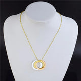 Circle Pendant Name Necklace Stainless Steel Engraved Letter Personalized Gift