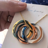 Circle Pendant Name Necklace Stainless Steel Engraved Letter Personalized Gift