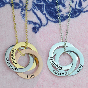 Circle Pendant Name Necklace Stainless Steel Engraved Letter Personalized Gift