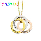 Circle Pendant Name Necklace Stainless Steel Engraved Letter Personalized Gift