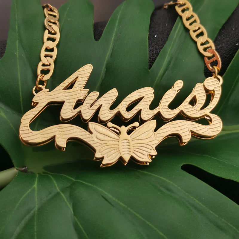Personalized 3D Animal Name Necklace with Flat Chain for Women