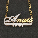 Personalized Name Necklace with Heart - Stainless Steel Chain Necklace for Women