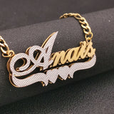 Personalized Name Necklace with Heart - Stainless Steel Chain Necklace for Women