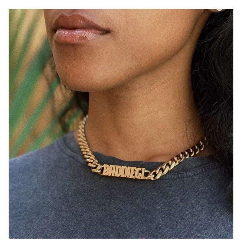 Personalized Stainless Steel Cuban Link Chain Necklace