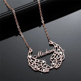 Angel Wings Name Necklace Diamond Pendant Crystal Fairy Wings Necklace