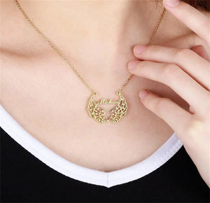 Angel Wings Name Necklace Diamond Pendant Crystal Fairy Wings Necklace