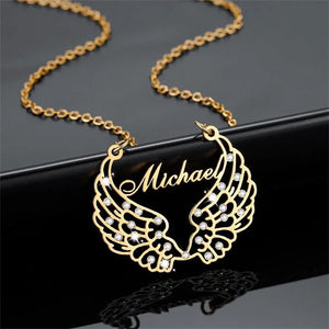 Angel Wings Name Necklace Diamond Pendant Crystal Fairy Wings Necklace