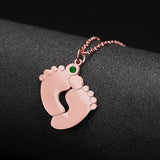 Name Necklace Baby Feet Engraved Stainless Steel