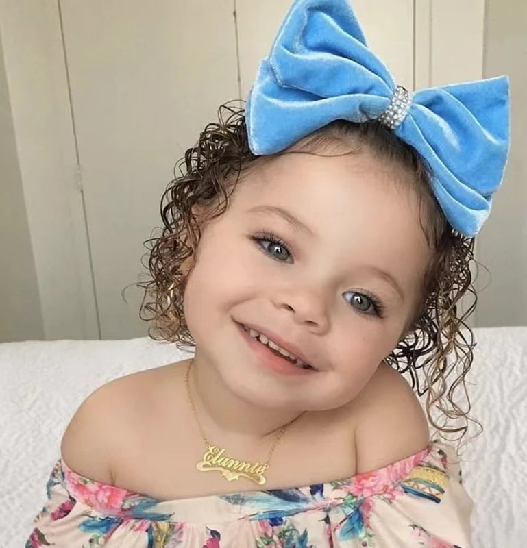 Personalized Baby Girl Name Necklace with Heart Chain - Stainless Steel