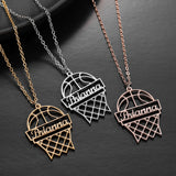 Basketball Name Necklace Pendant Personalized Stainless Steel Men Gift