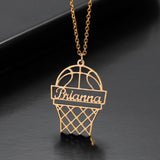 Basketball Name Necklace Pendant Personalized Stainless Steel Men Gift