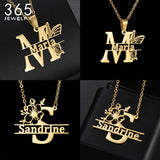 Butterfly Letters Necklace Women Girl Flower Chain Choker
