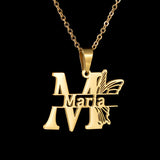 Butterfly Letters Necklace Women Girl Flower Chain Choker