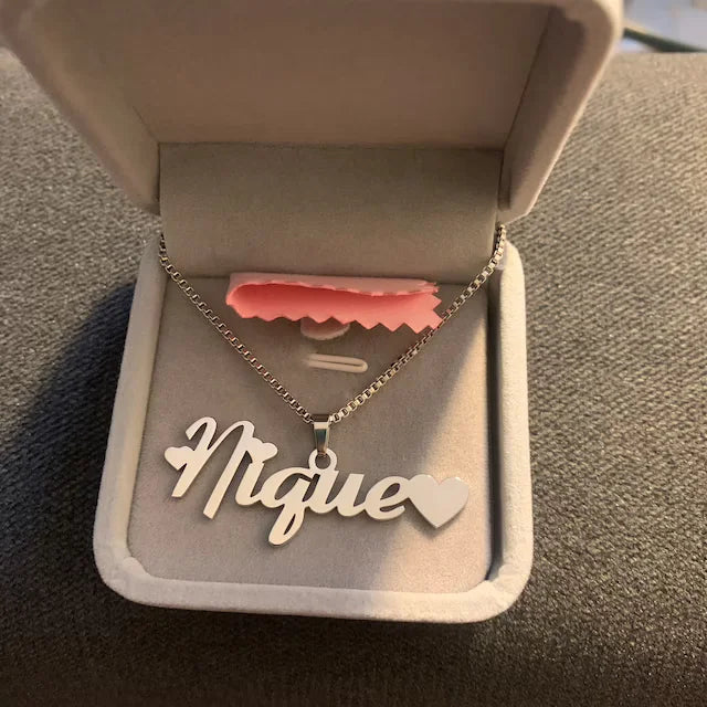 Name Necklace Box Chain Stainless Steel Jewelry
