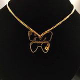Butterflies Flowers Name Necklace Choker Stainless Steel Chain Collar Jewelry