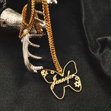 Butterflies Flowers Name Necklace Choker Stainless Steel Chain Collar Jewelry