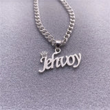 Name Necklace Cuban Chain Stainless Steel Nameplated Crown Personalized Jewelry