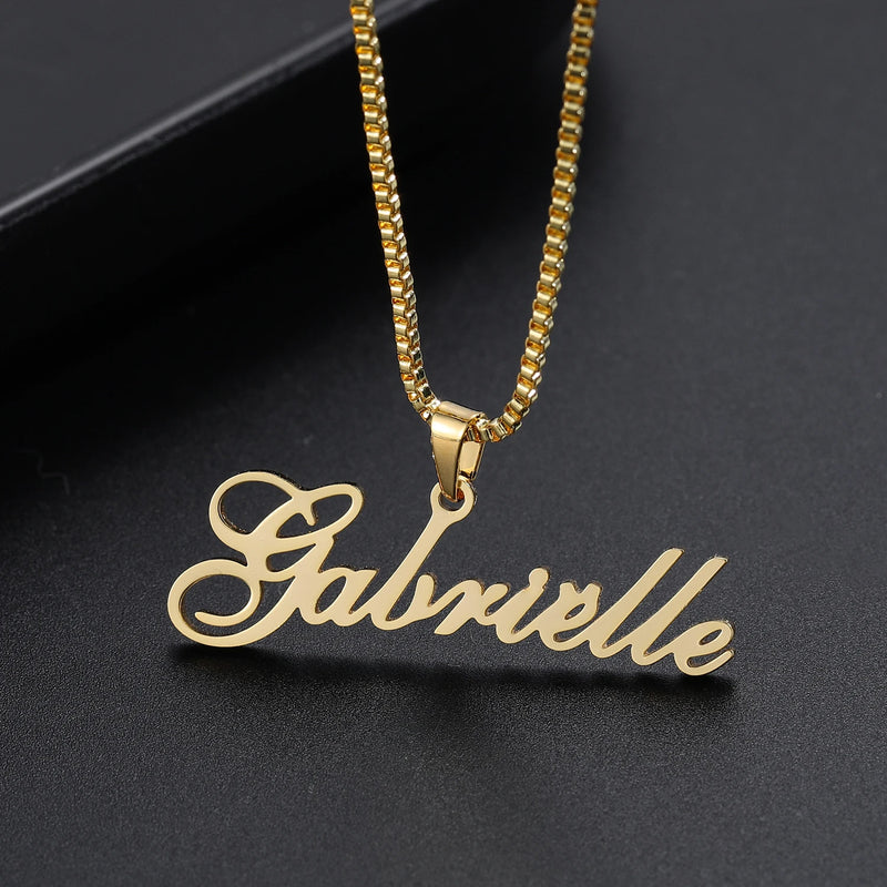 Name Necklace Cuban Chain Chocker Stainless Steel Personalized Letter Necklaces