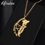 Name Necklace Little Hedgehog Engrave Name Record Birthday For Boy Baby