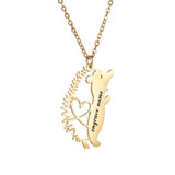 Name Necklace Little Hedgehog Engrave Name Record Birthday For Boy Baby