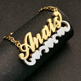 Double Name Necklace in Silver Plating with Chain
