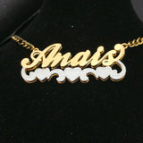 Double Name Necklace in Silver Plating with Chain
