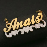 Double Name Necklace in Silver Plating with Chain